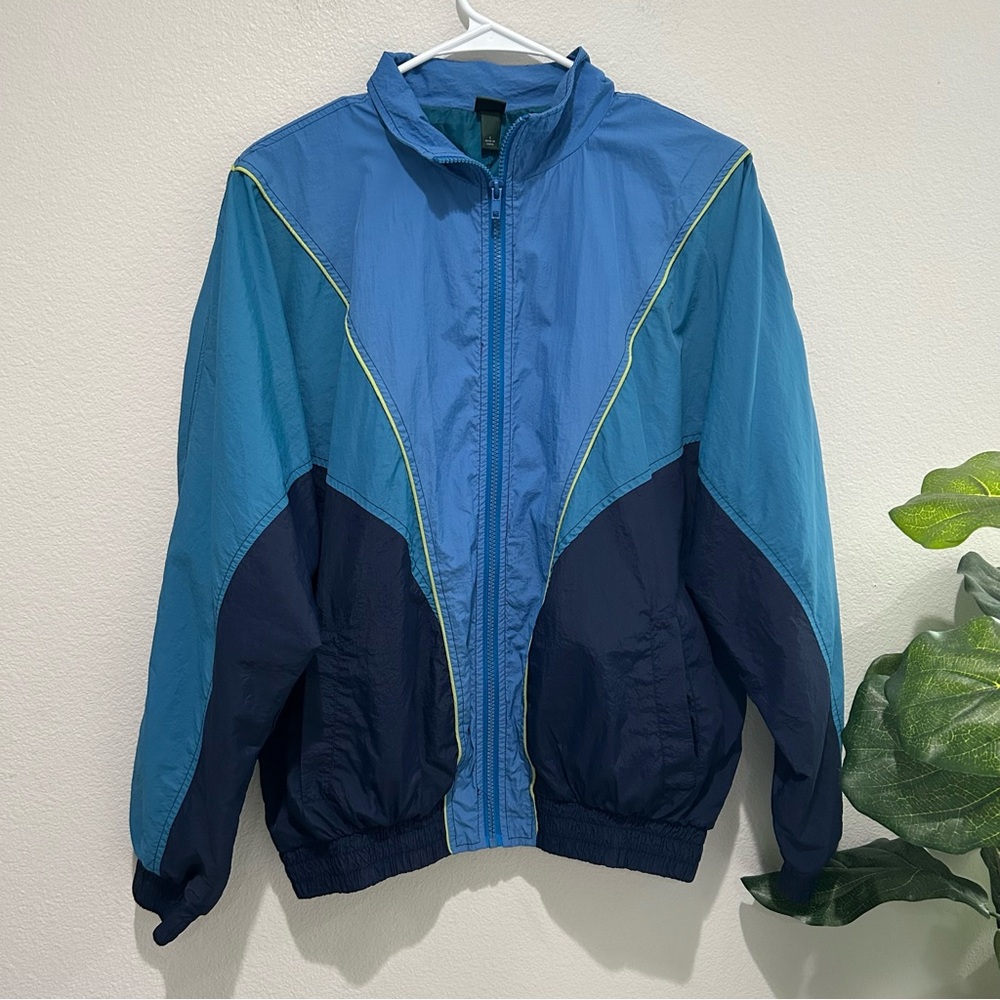 Wild fable retro 80s 90s Colorblock Windbreaker Jacket Blue Teal